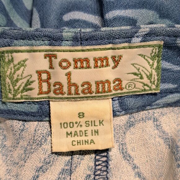 Tommy Bahama Womens Blue Floral Tropical Printed Silk Wide Leg Crop Pants Size 8 - Picture 8 of 8